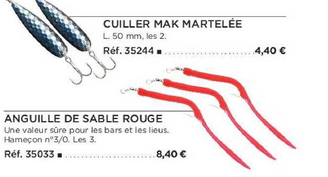 cuiller mark martelée anguille de sable rouge
