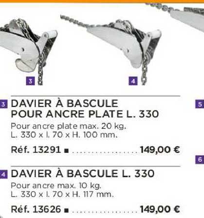 davier à bascule pour ancre plate l. 330 davier à bascule l. 330