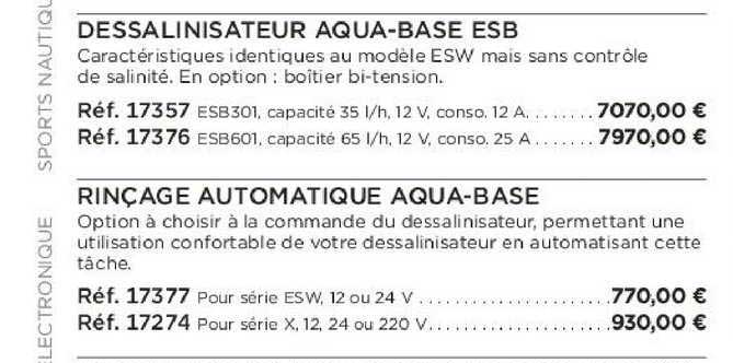 dessalinisateur aqua-base esb rinçage automatique aqua-base
