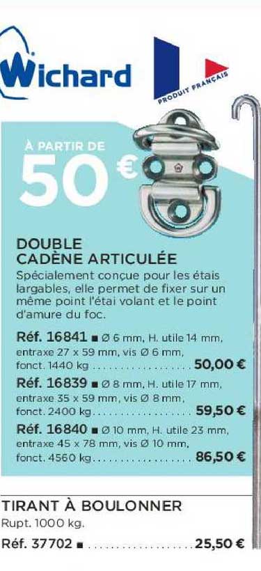 double cadène articulée tirant à boulonner