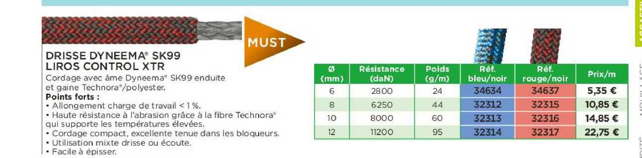 drisse dyneema sk99 liros control xtr
