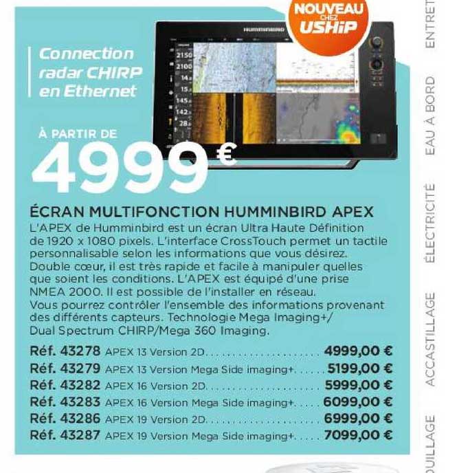 écran multifonction humminbird apex