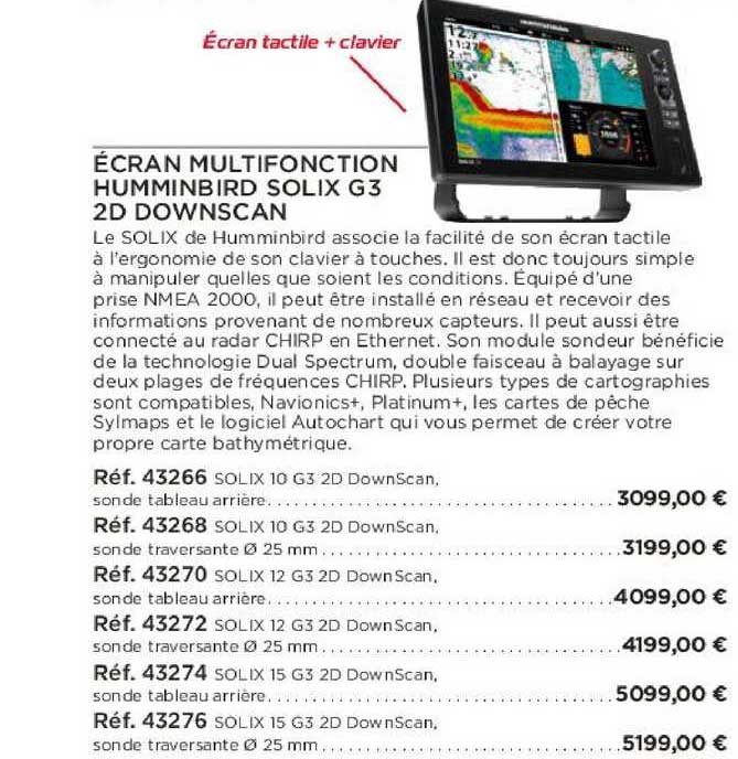 écran multifonction humminbird solix g3 2d downscan
