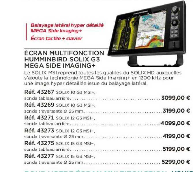 écran multifonction humminbird solix g3 mega side imaging+