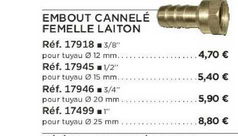 embout cannelé femelle laiton