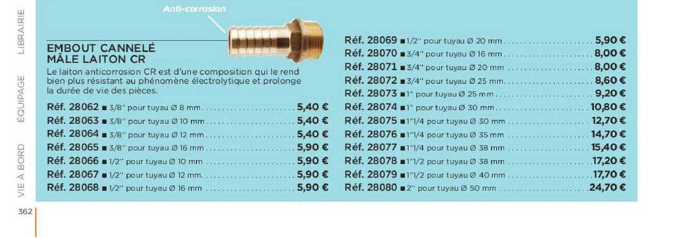 embout cannelé mâle laiton cr