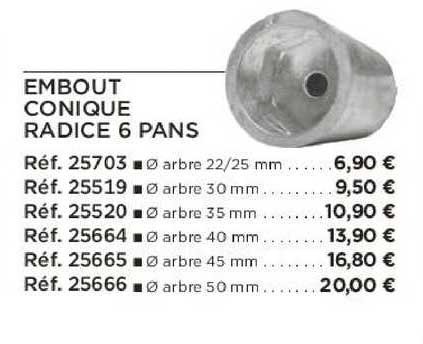 embout conique radice 6 pans