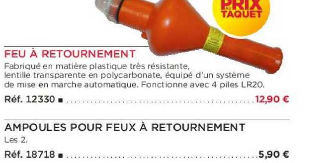 feu à retournement ampoule pour feux à retournement