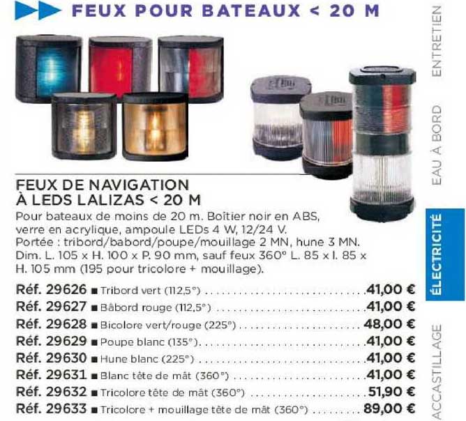 feux de navigation à leds lalizas < 20 m