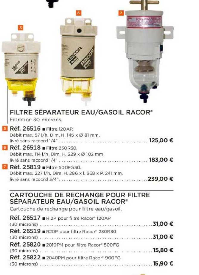 filtre séparateur eau gasoil racor cartouche de rechange pour filtre séparateur eau gasoil racor