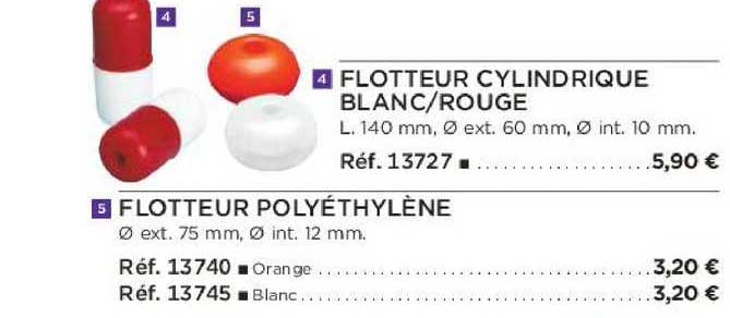 flotteur cylindrique blanc rouge flotteur polyéthylène