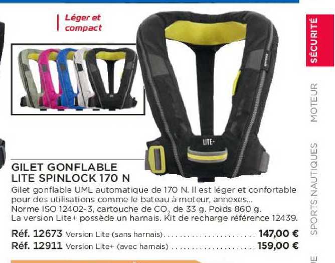 gilet gonflable lite spinlock 170 n