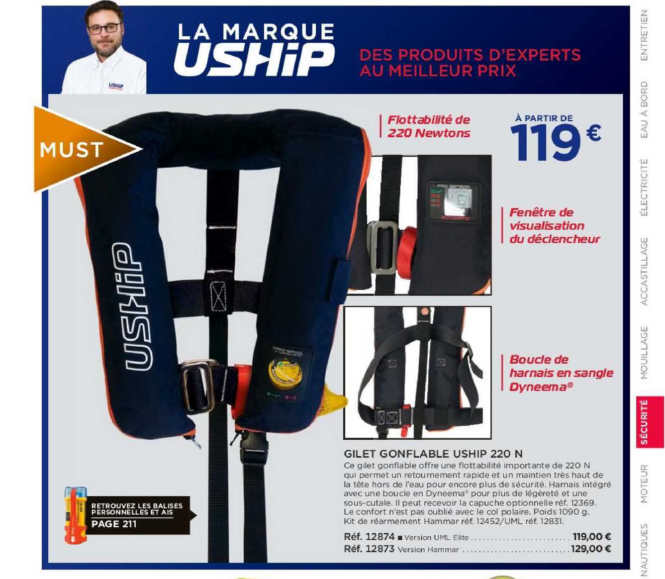 gilet gonflable uship 220 n