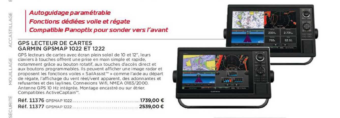 gps lecteur de cartes garmin gpsmap 1022 et 1222