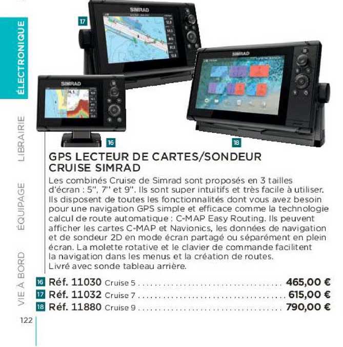 gps lecteur de cartes sondeur cruise simrad