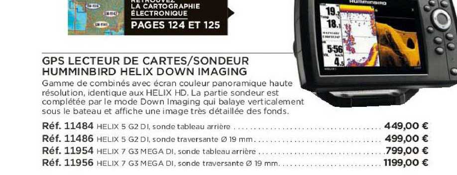 gps lecteur de cartes sondeur humminbird helix down imaging