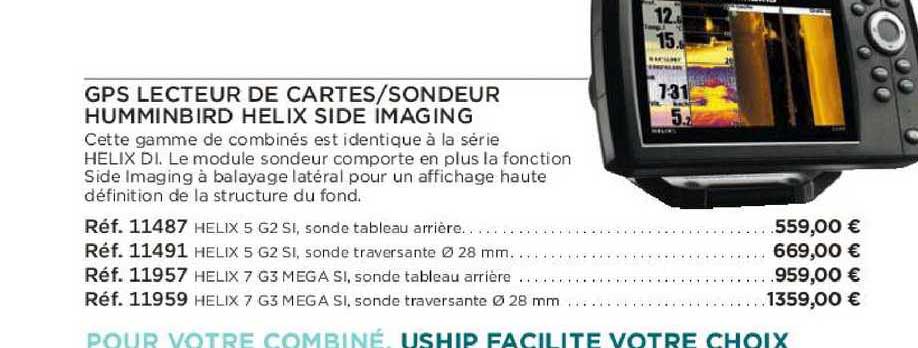 gps lecteur de cartes sondeur humminbird helix side imaging