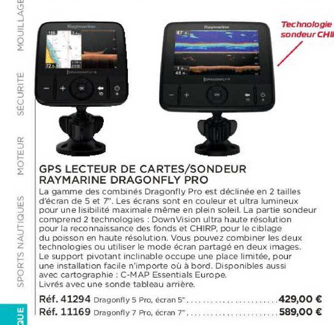gps lecteur de cartes sondeur raymarine dragonfly pro