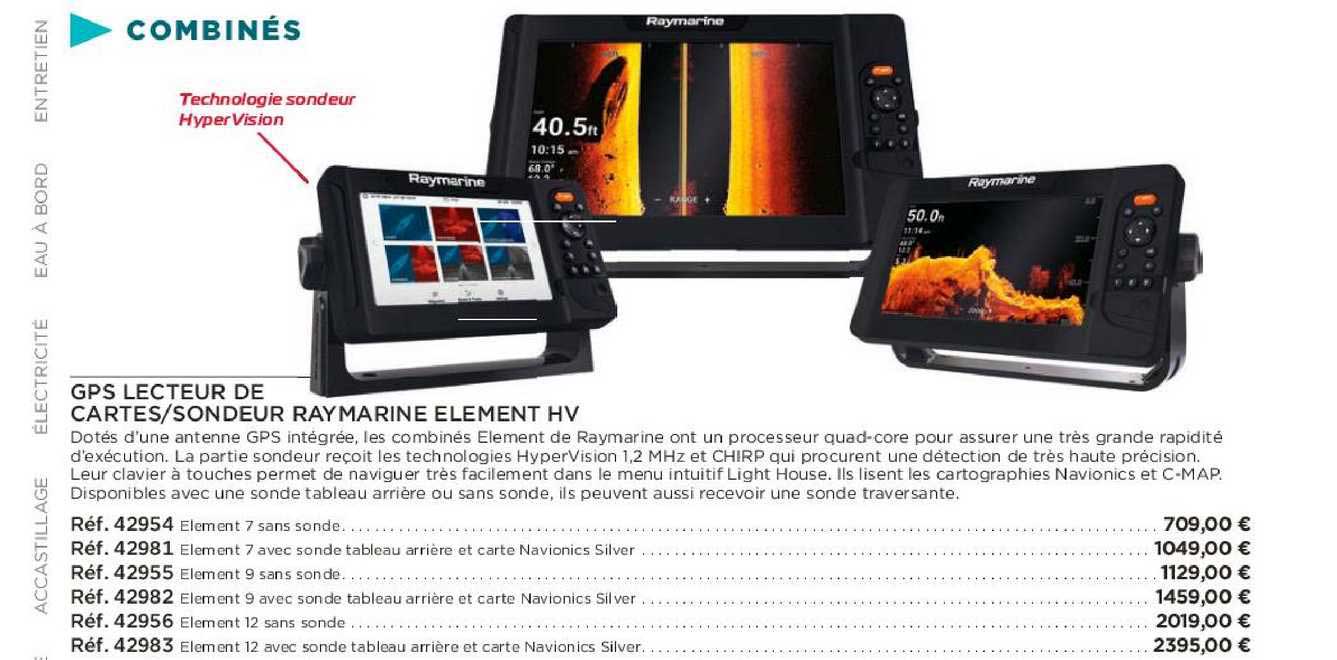 gps lecteur de cartes sondeur raymarine élément hv