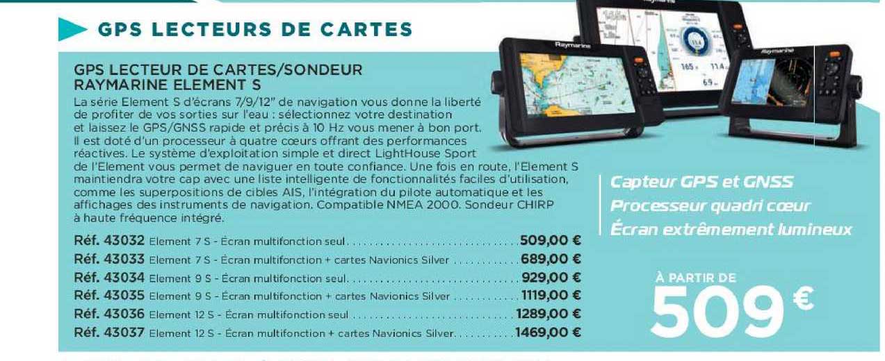 gps lecteur de cartes sondeur raymarine élément s