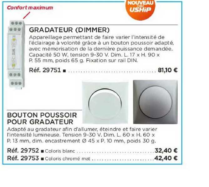 gradateur (dimmer) bouton poussoir pour gradateur