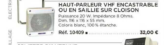 haut-parleur vhf encastrable ou en saillie sur cloison