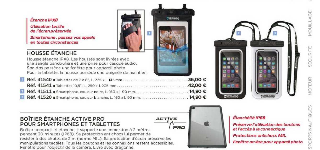 housse étanche boîtier étanche active pro pour smartphones et tablettes