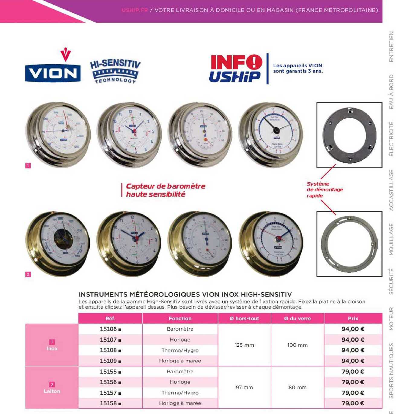 instruments météorologiques vion inox high-sensitiv