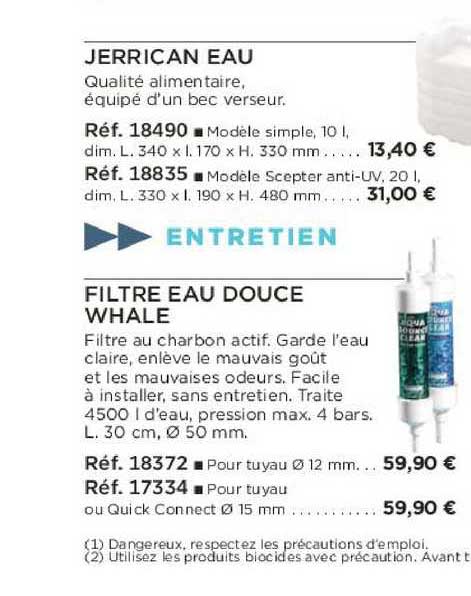 jerrican eau filtre eau douce whale