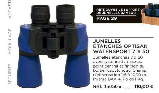 jumelle étanches optisan watersport 7 x 50