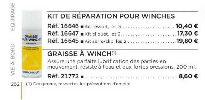 kit de réparation pour winches graisse à winch