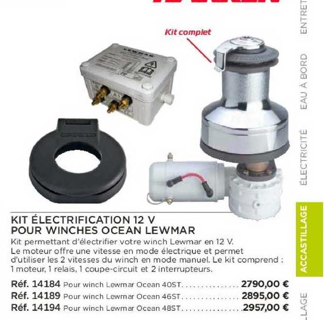 kit électrification 12 v pour winches ocean lewmar