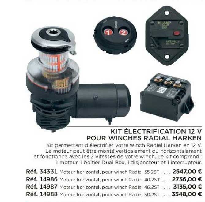 kit électrification 12v pour winches radial harken