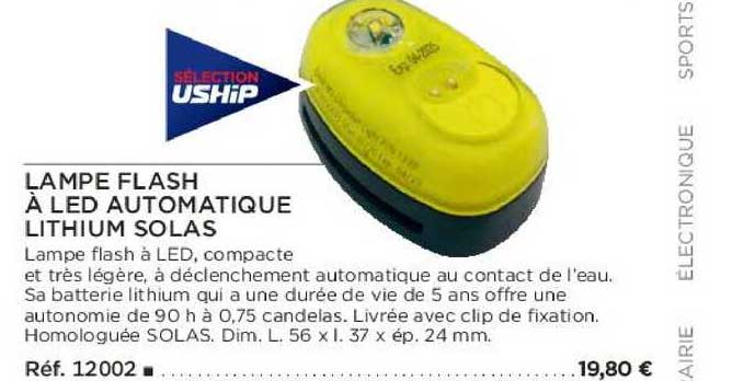 lampe flash à led automatique lithium solas