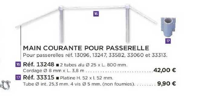 main courante pour passerelle