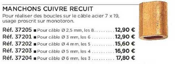 manchons cuivre recuit