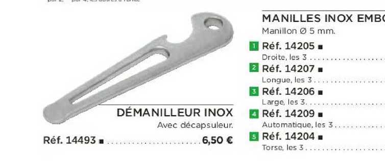 manilles inox embouti démanilleur inox