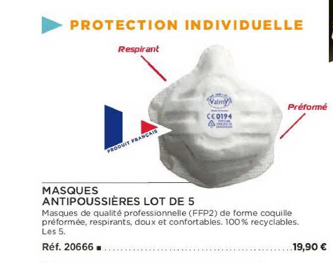 masque antipoussières lot de 5