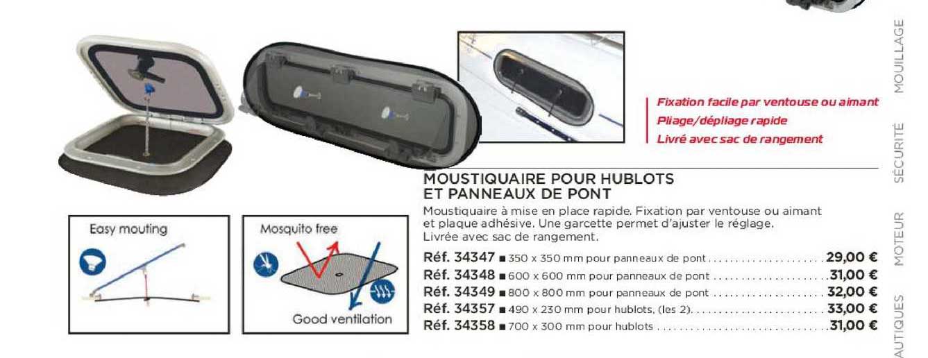 moustiquaire pour hublots et panneaux de pont