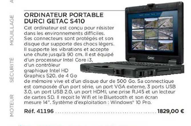 Ordinateur Portable Durci Getac S410