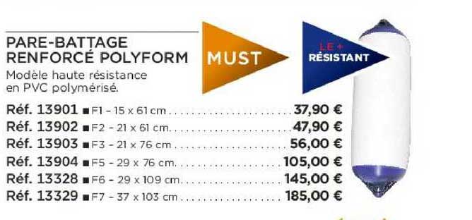 pare-battage renforcé polyform must