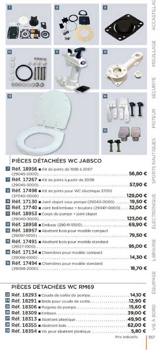 pièces détachées wc jabsco pièces détachées wc rm69