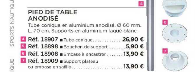pied de table anodisé
