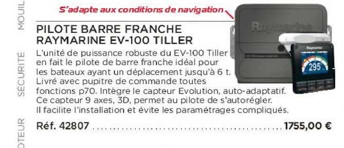 pilote barre franche raymarine ev-100 tiller