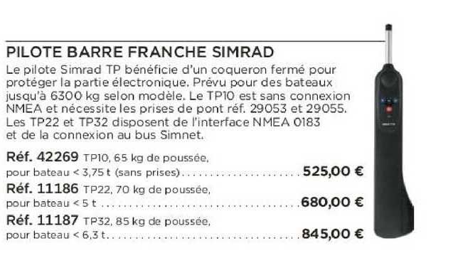 pilote barre franche simrad