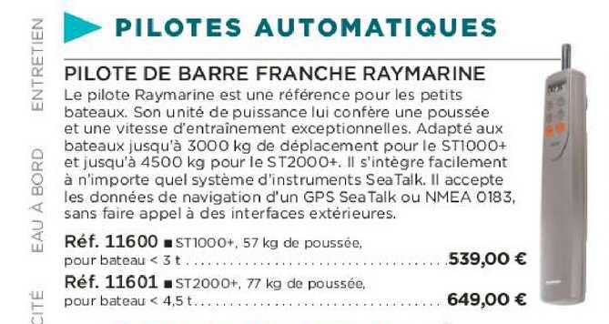 pilote de barre franche raymarine