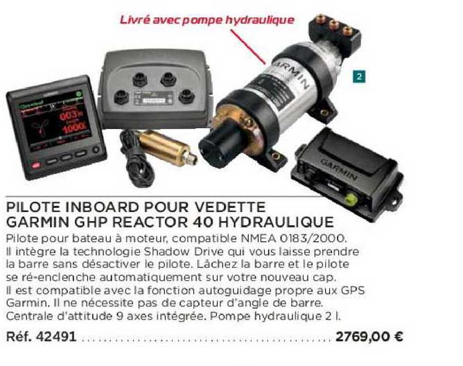 pilote inboard pour vedette garmin ghp reactor 40 hydraulique
