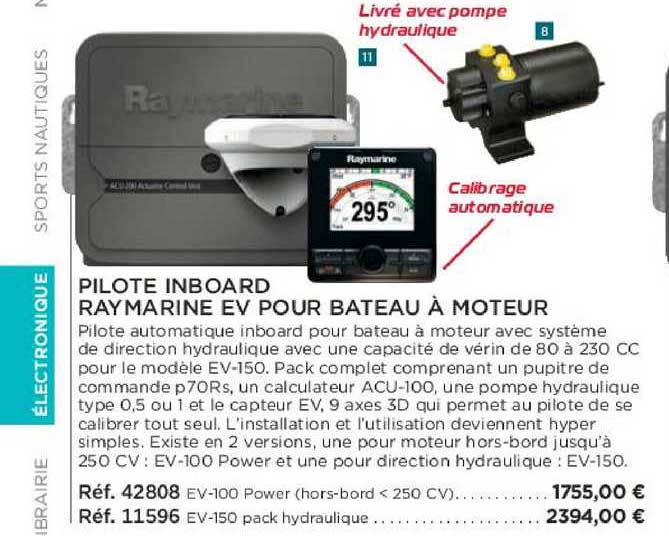pilote inboard raymarine ev pour bateau à moteur