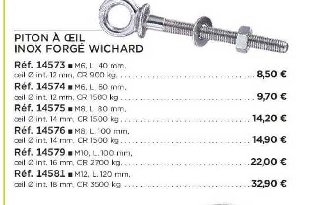 pinton à œil inox forgé wichard