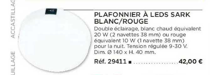 Plafonnier à Leds Sark Blanc-rouge